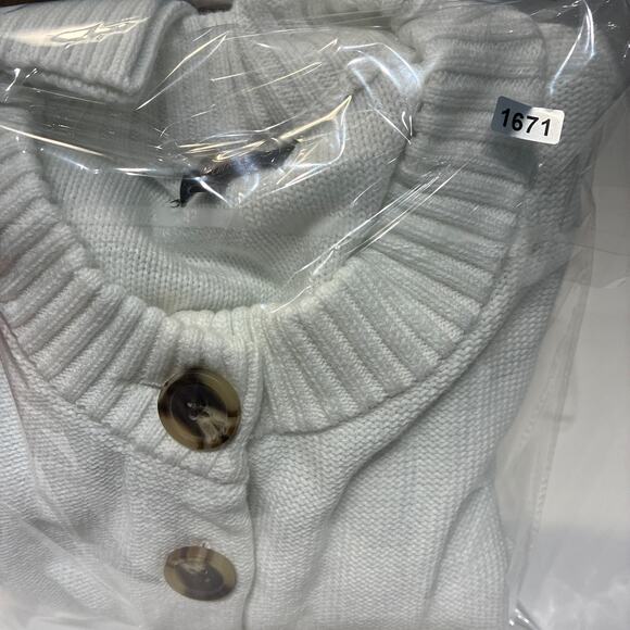 Quince White Cropped 100% Organic Cotton Cardigan Sweater Large - Picture 9 of 9